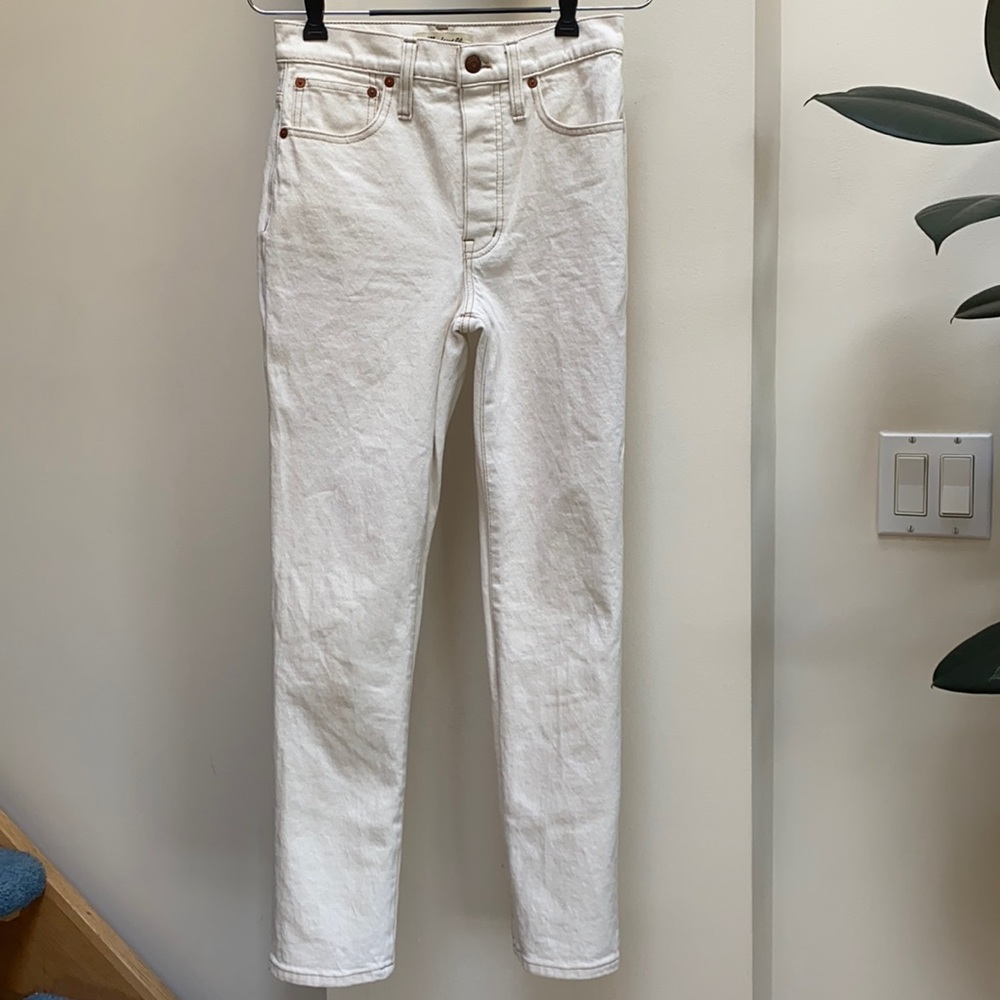 MADEWELL slim demi boot cut jean in off-white cream size 24 0 2 - Picture 2 of 7